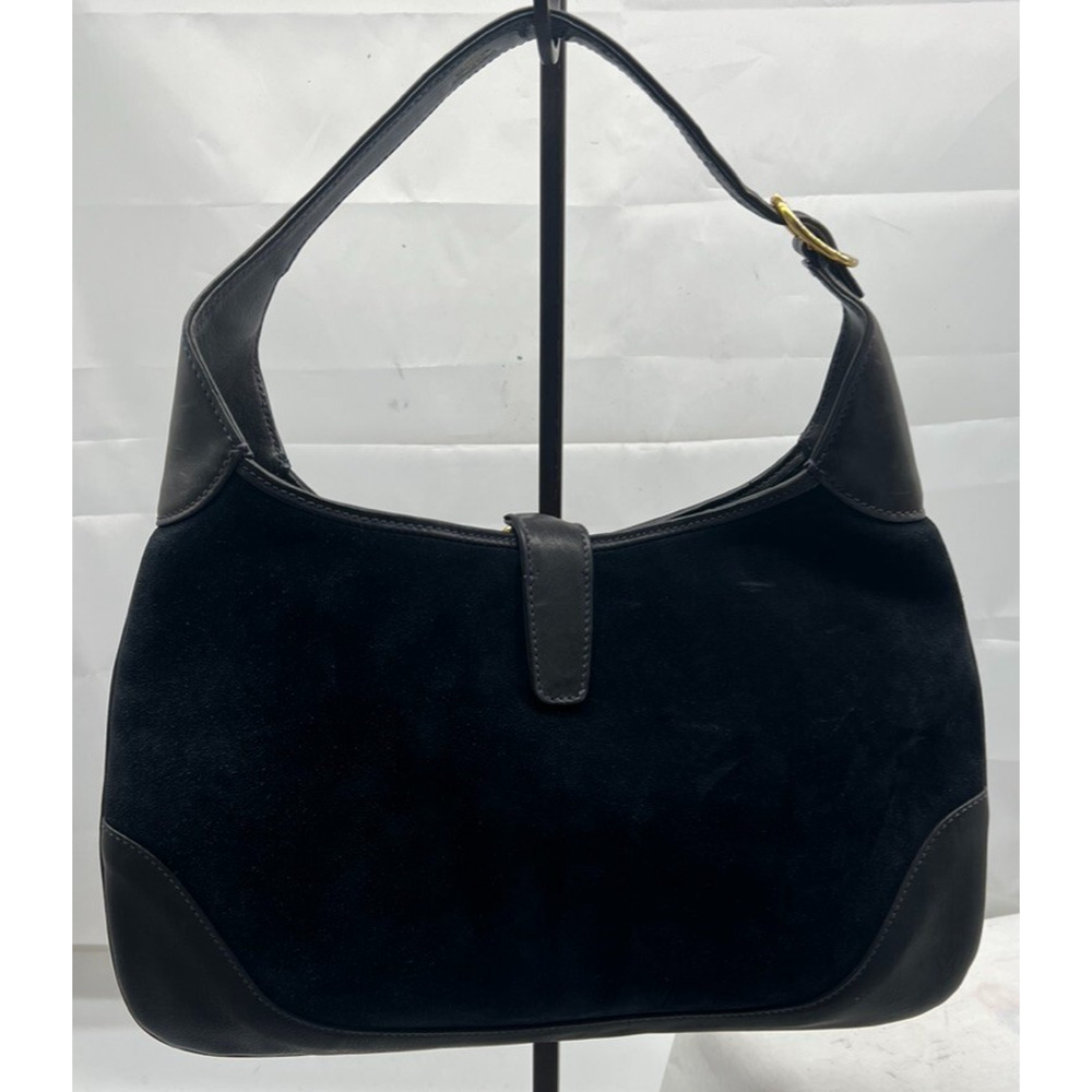 Vintage 1970 Gucci Jackie 1961 Shoulder Bag Navy Blue Leather/Suede - Picture 6 of 14